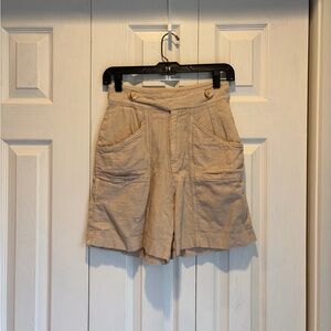 Free People Cotton/Linen Blend Long Tan Shorts